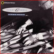 Cowell playing string piano on the cover of his lone recording